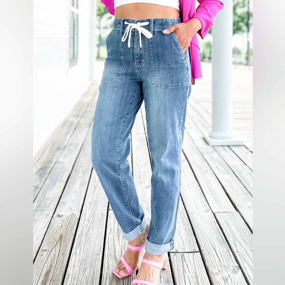 Judy Blue Pull On Denim Joggers size XL